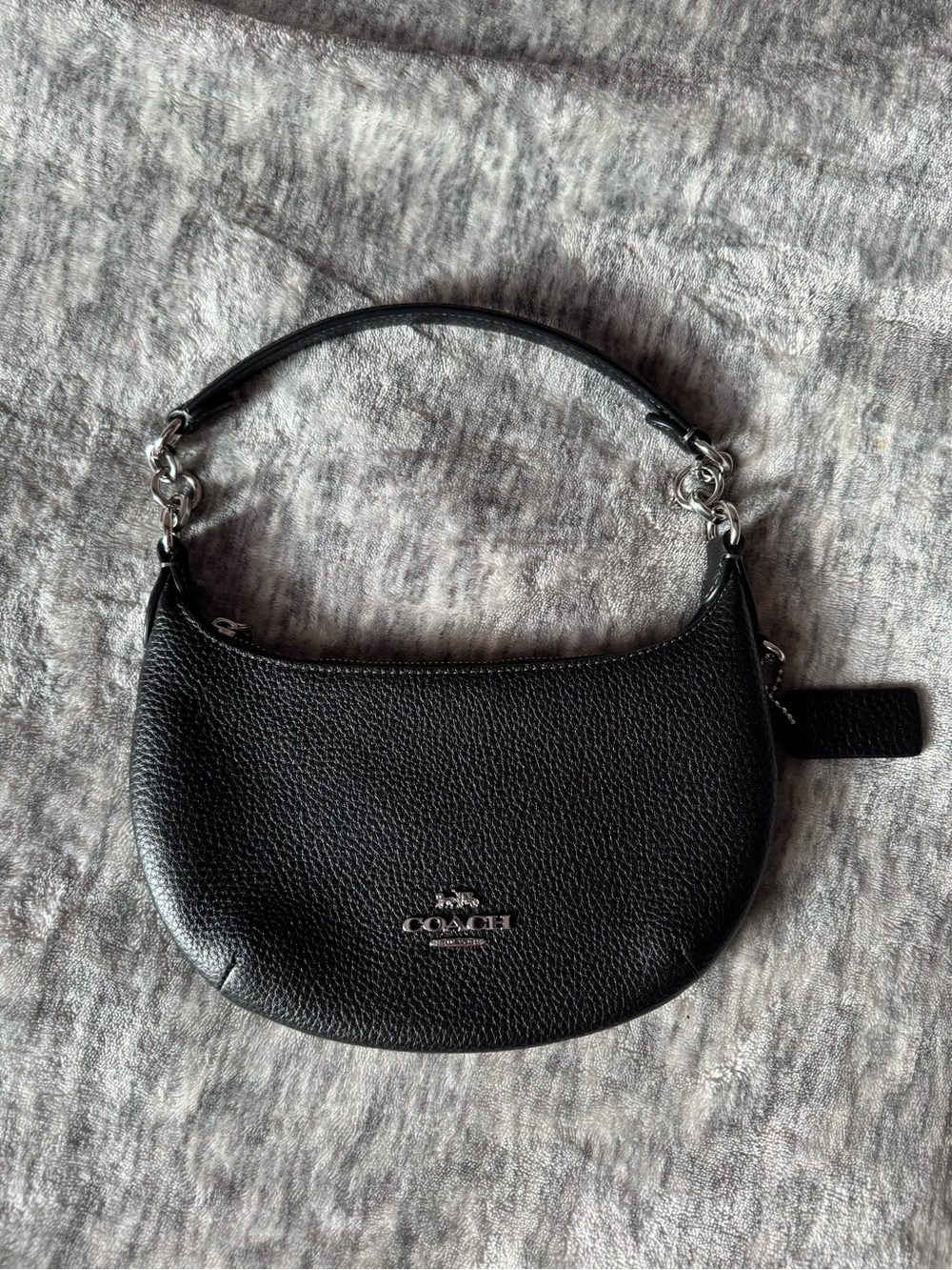 Coach Mini Payton Pebbled Leather Black Hobo Bag Handbag